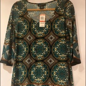 INC Long Sleeve Print Top Size SP